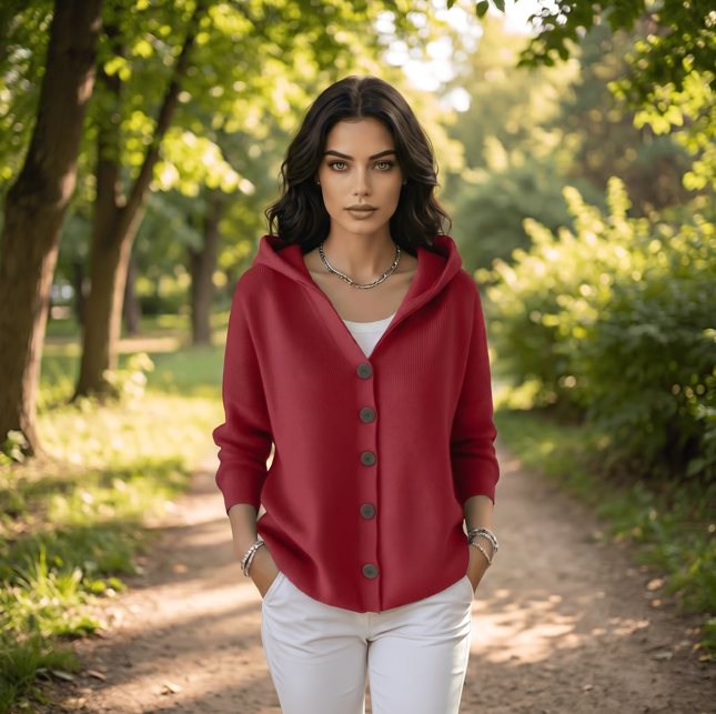 Cozy Chic Button-Up Hooded Knit Cardigan
