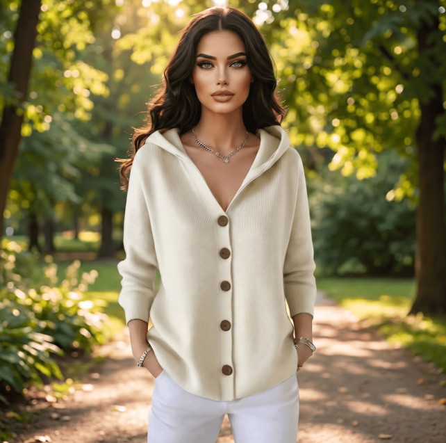 Cozy Chic Button-Up Hooded Knit Cardigan