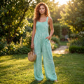 Mint Breeze Floral Wide-Leg Jumpsuit