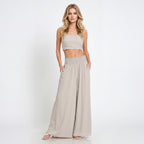 Effortless Flow Sand Beige Wide-Leg Lounge Pants