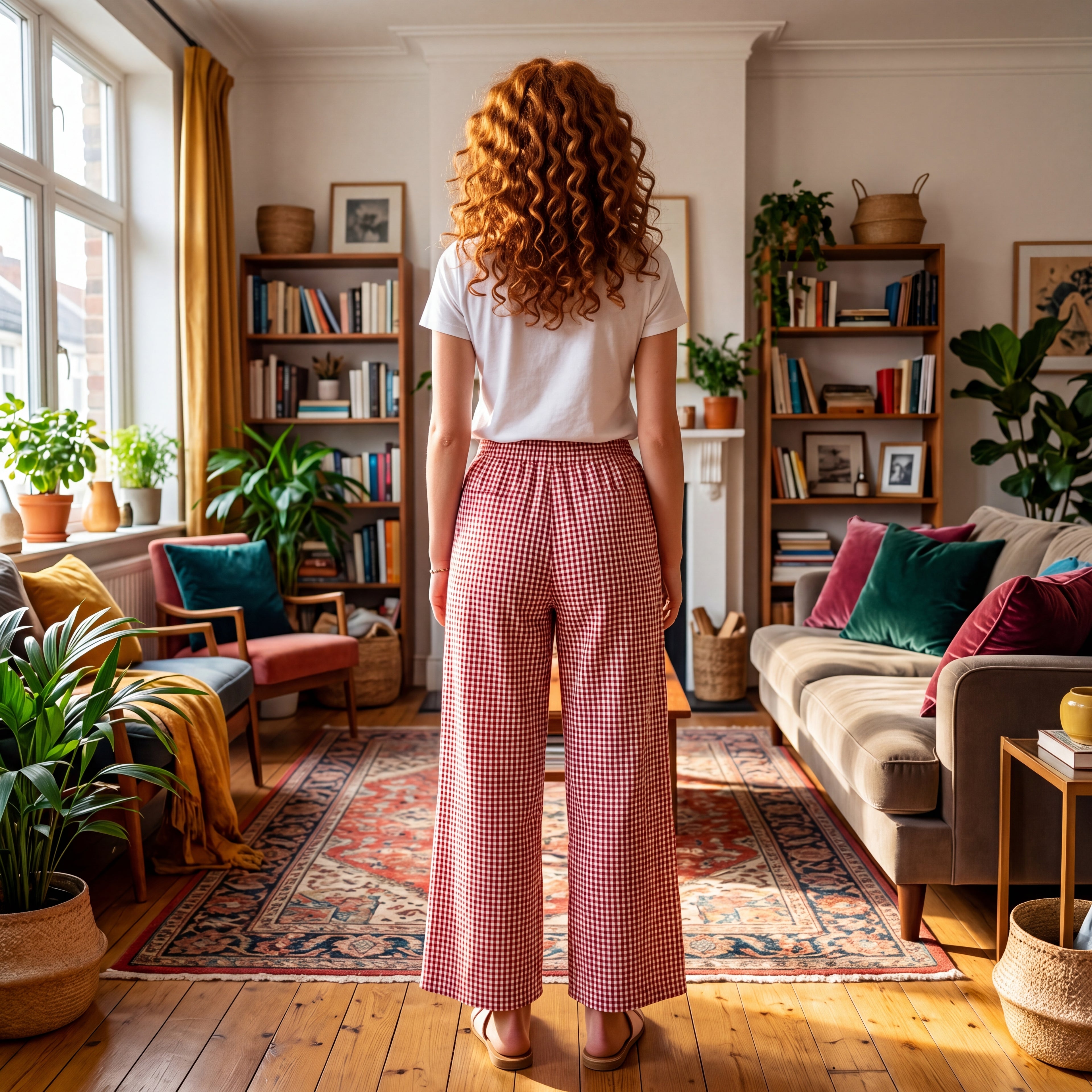 Easy Breeze Gingham Wide-Leg Lounge Pants