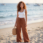 Bow-Tie Waist Wide Leg Pants