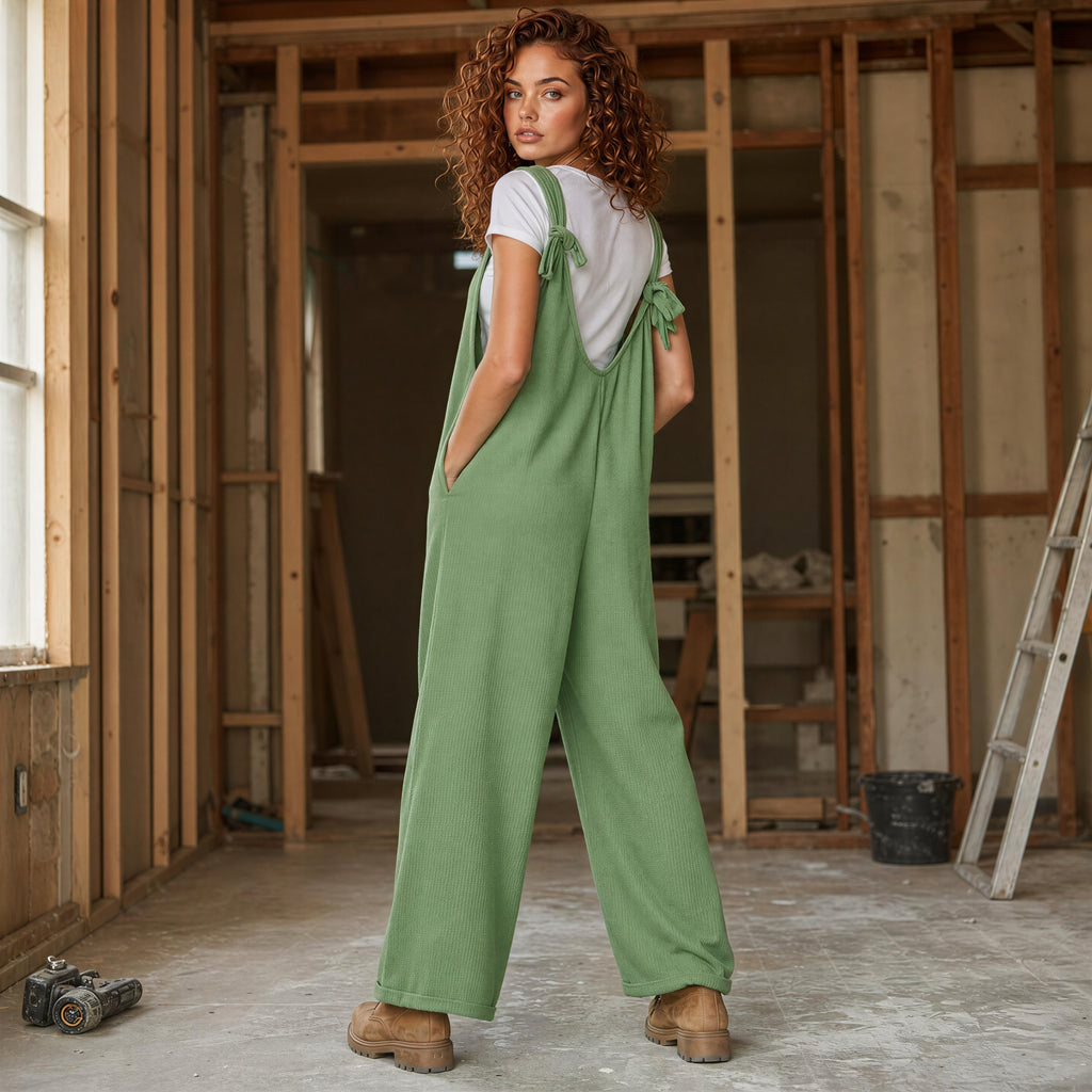 Harbor Breeze Textured Wide-Leg Overalls