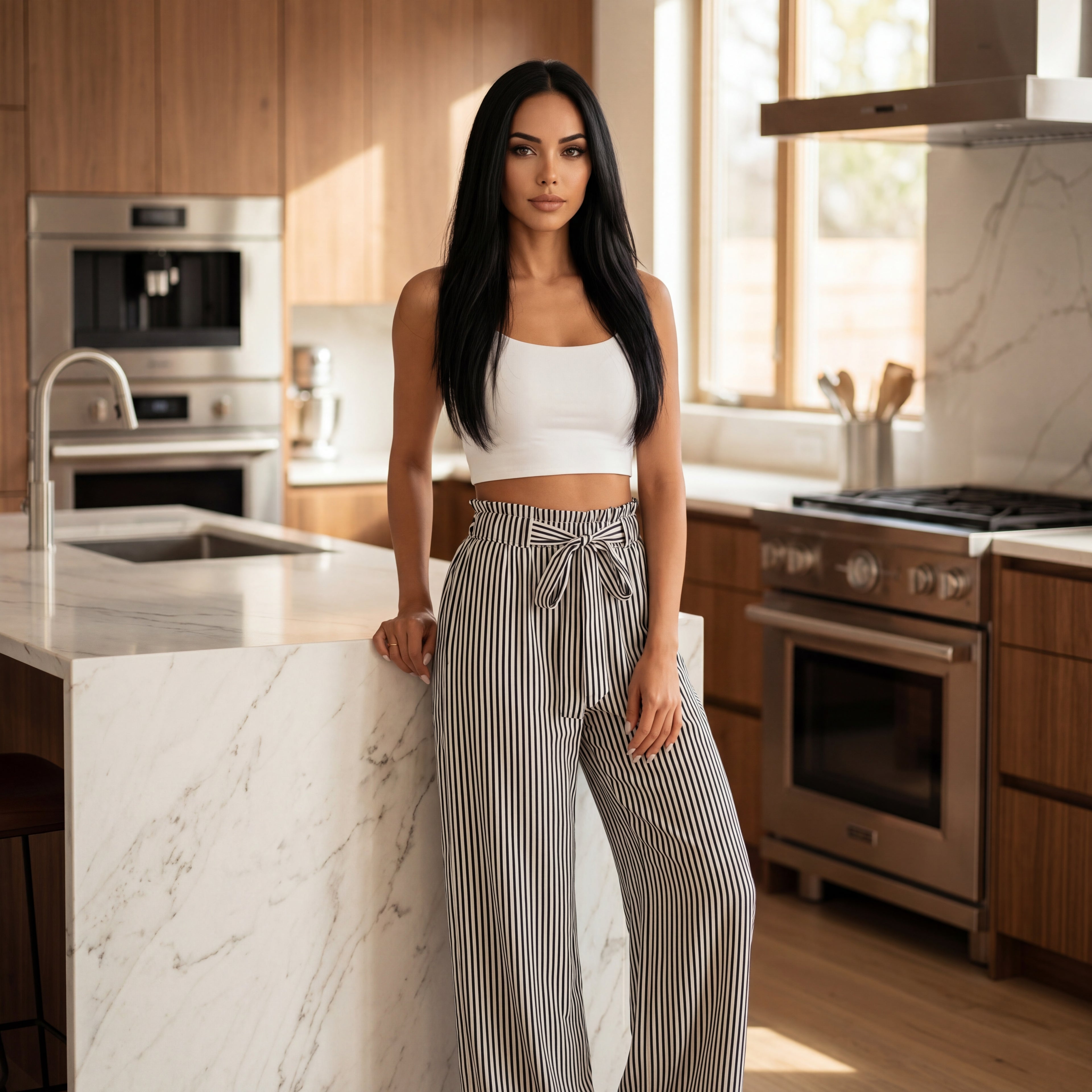 Coastal Breeze Striped Wide-Leg Pants