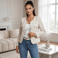 Chic Tweed Pearl-Trim Jacket – Timeless Parisian Style
