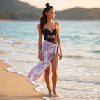 Island Breeze Beaded One-Piece Swimsuit & Tropical Sarong Set