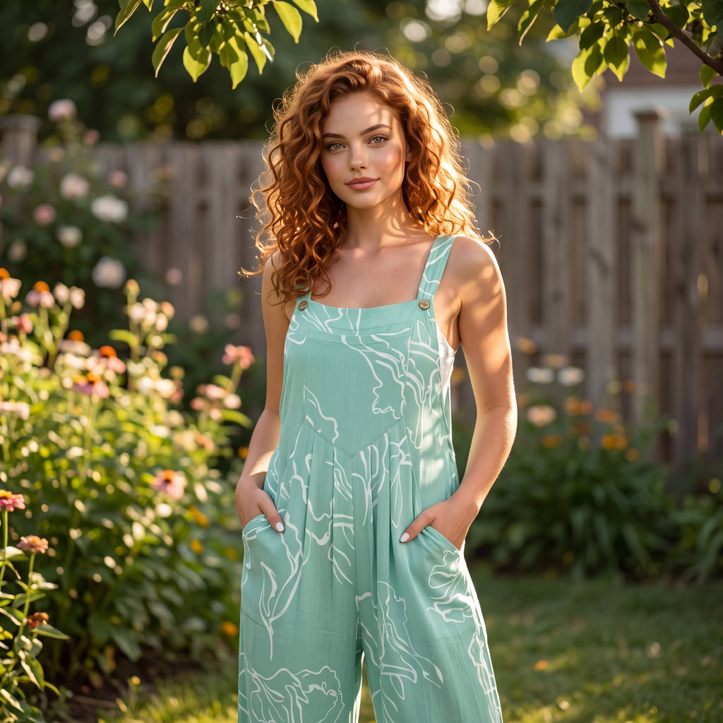 Mint Breeze Floral Wide-Leg Jumpsuit
