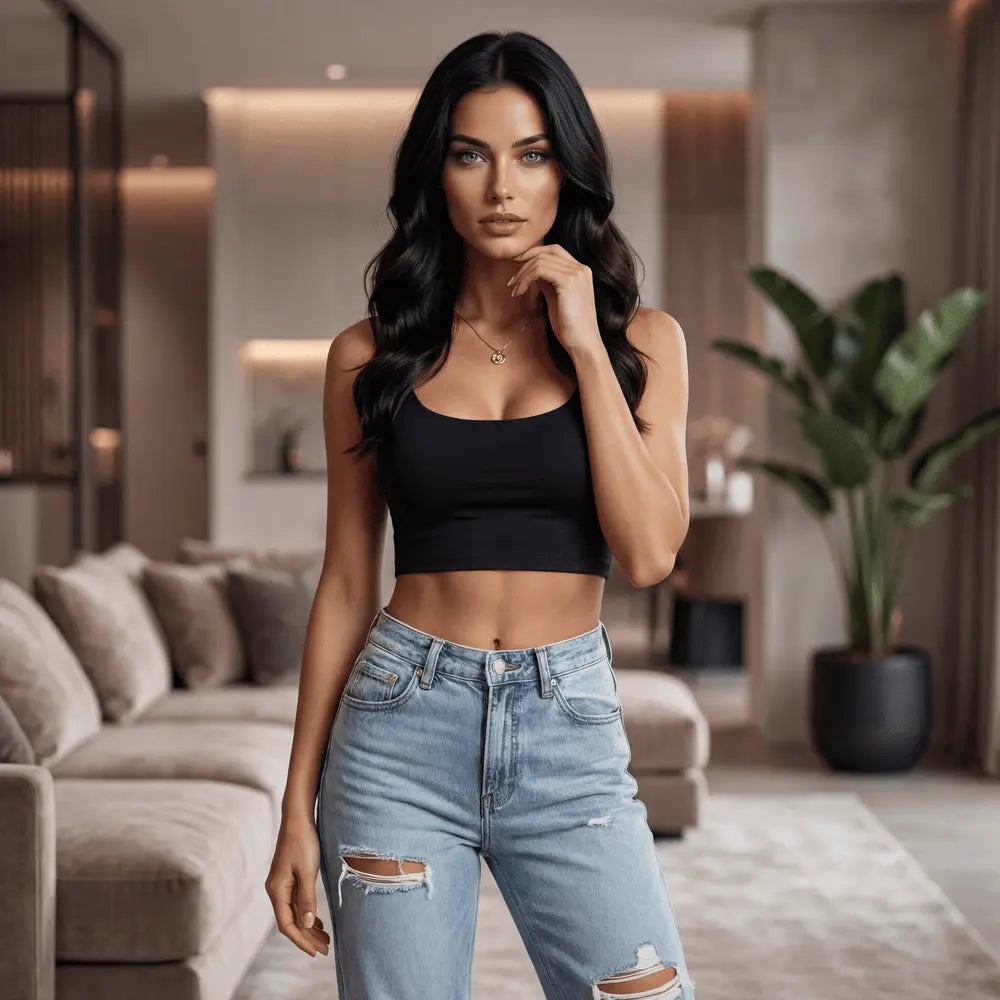 Vintage Wash Distressed Straight-Leg Denim Jeans