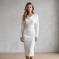 Refined Drape Knit Midi Dress