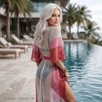 Sunset Glow Metallic Fringe Tie-Waist Cover-Up