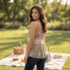 Boho Floral Lace Panel Cami Tank