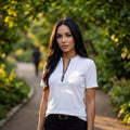 Ribbed Zip-Front Short Sleeve Top