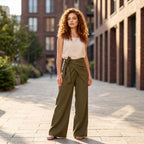 Wrap-Waist Wide-Leg Pants
