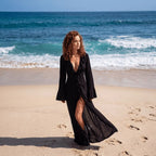 Coastal Elegance Ruffled Long Sleeve Cover-Up Dress