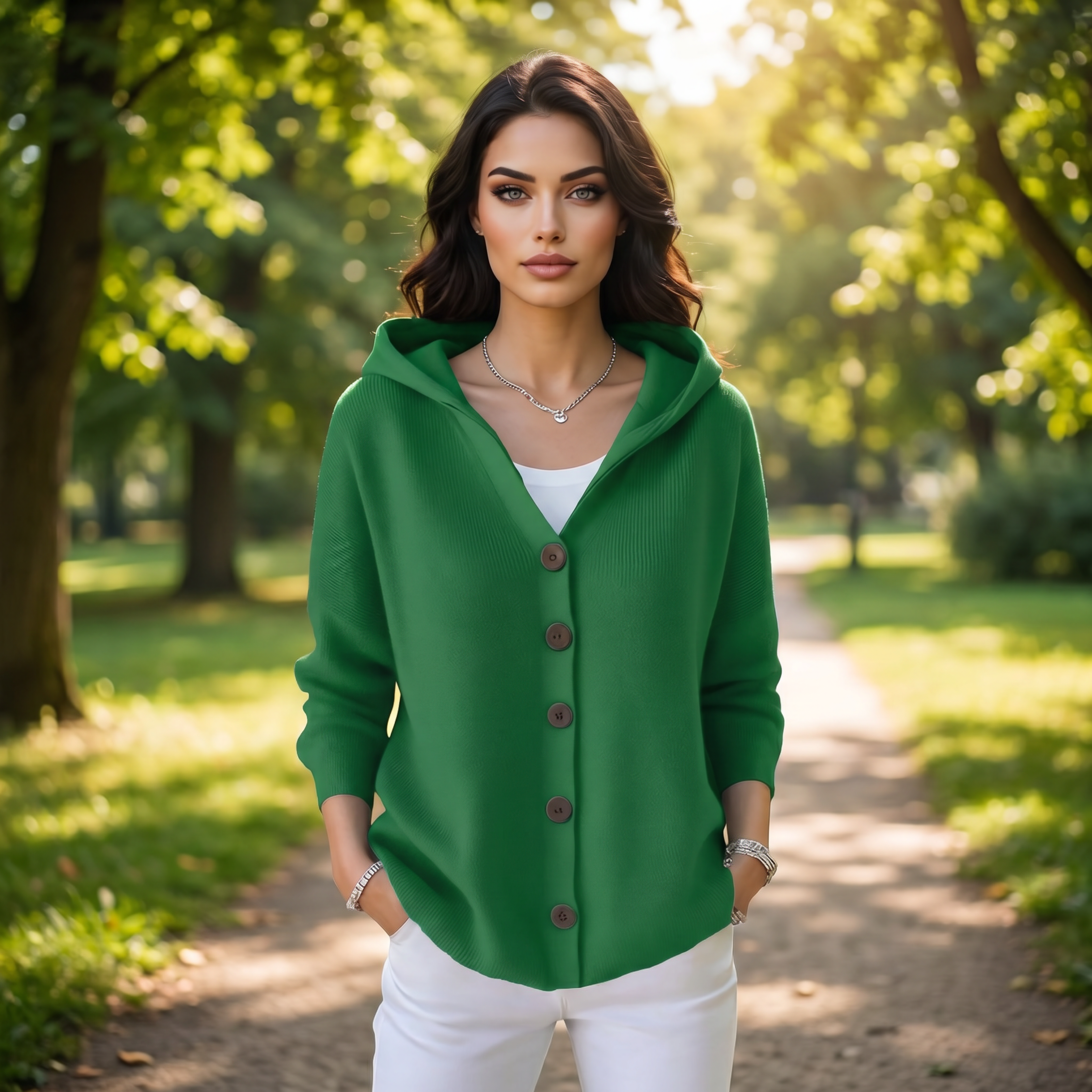 Cozy Chic Button-Up Hooded Knit Cardigan