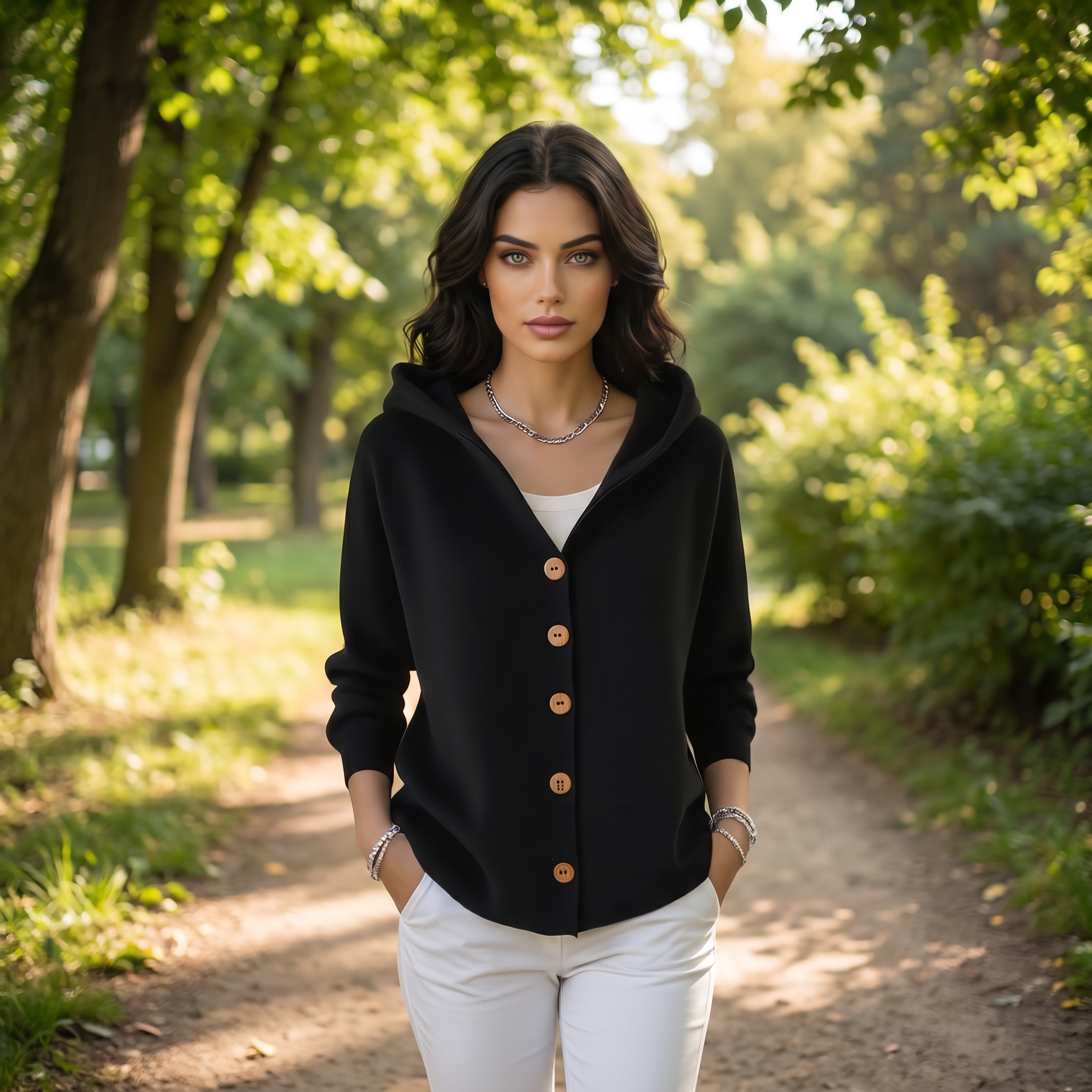 Cozy Chic Button-Up Hooded Knit Cardigan