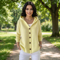 Cozy Chic Button-Up Hooded Knit Cardigan