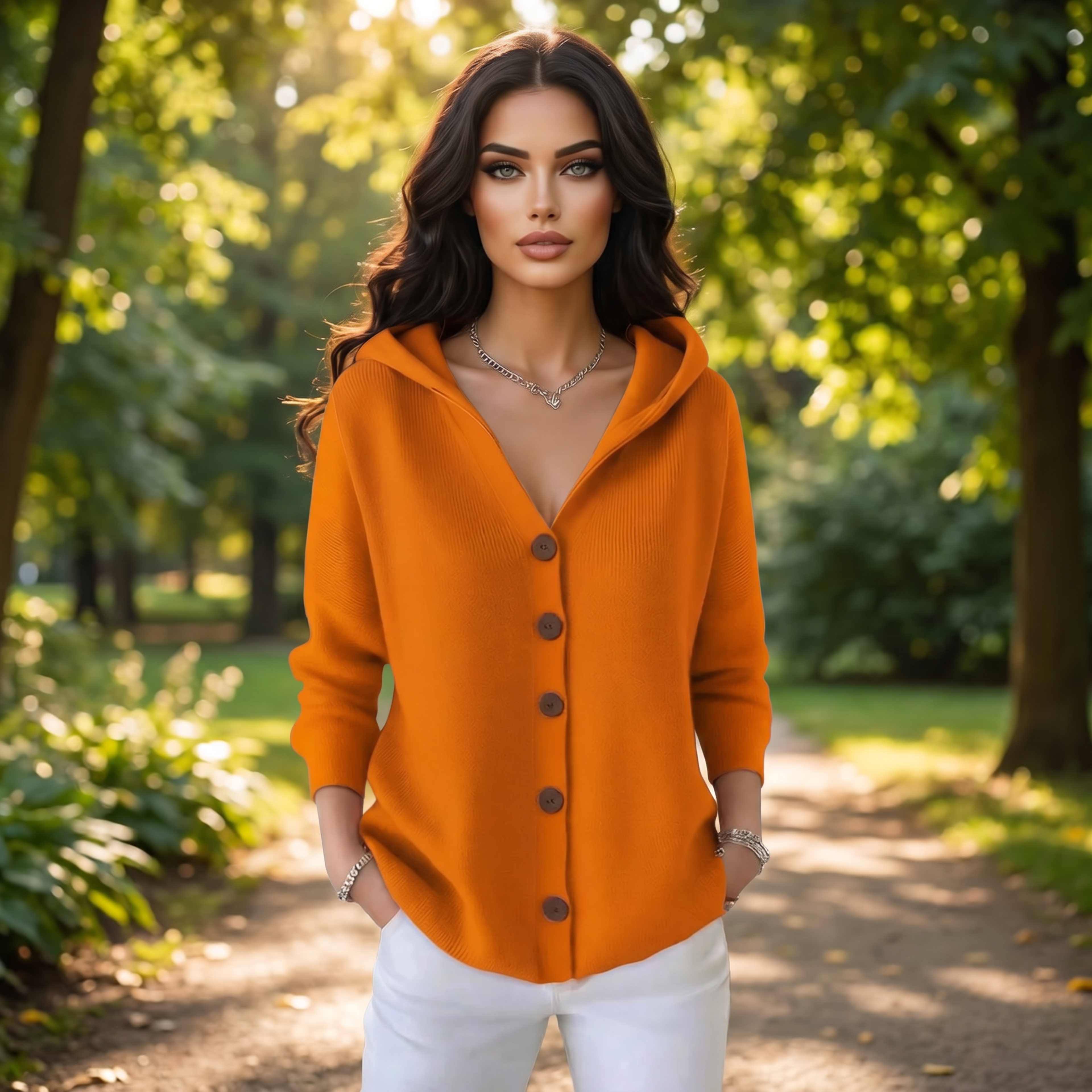 Cozy Chic Button-Up Hooded Knit Cardigan