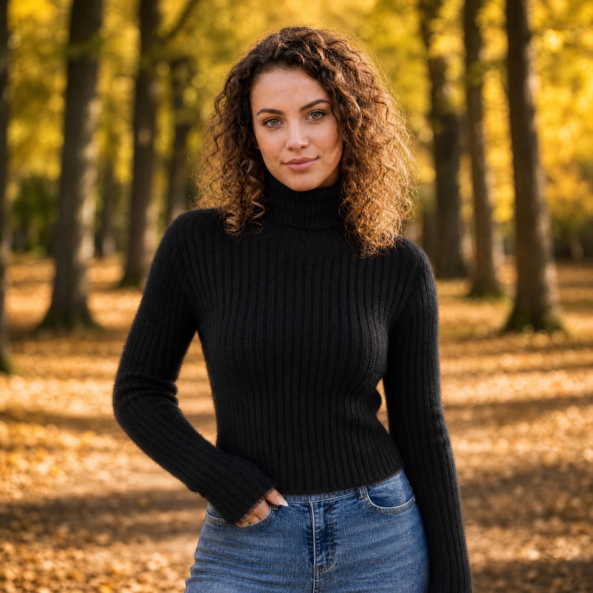 Ribbed Turtleneck Long Sleeve Sweater