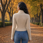 Ribbed Turtleneck Long Sleeve Sweater